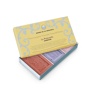 Estuche X 3 Jabónes Aromas De La Patagonia Rosa Mosqueta Lavanda Frutos Rojos 90grs